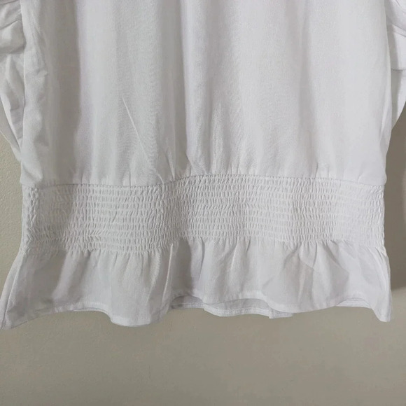 Ann Taylor White Smocked Waist Flutter Sleeve Top size MP - Picture 6 of 6